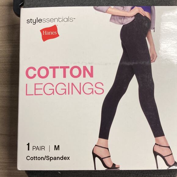 Hanes StyleEssentials Cotton Leggings Size Medium 8-10 Marble Heather Footless - Picture 2 of 5